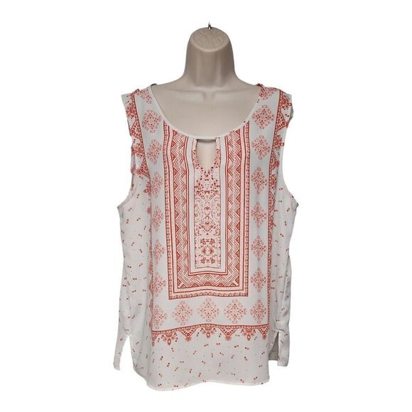 PEACH by BLU-PEPPER SLEEVELESS FLORAL TOP SIZE 1XL PEACH/WHITE - Picture 1 of 8